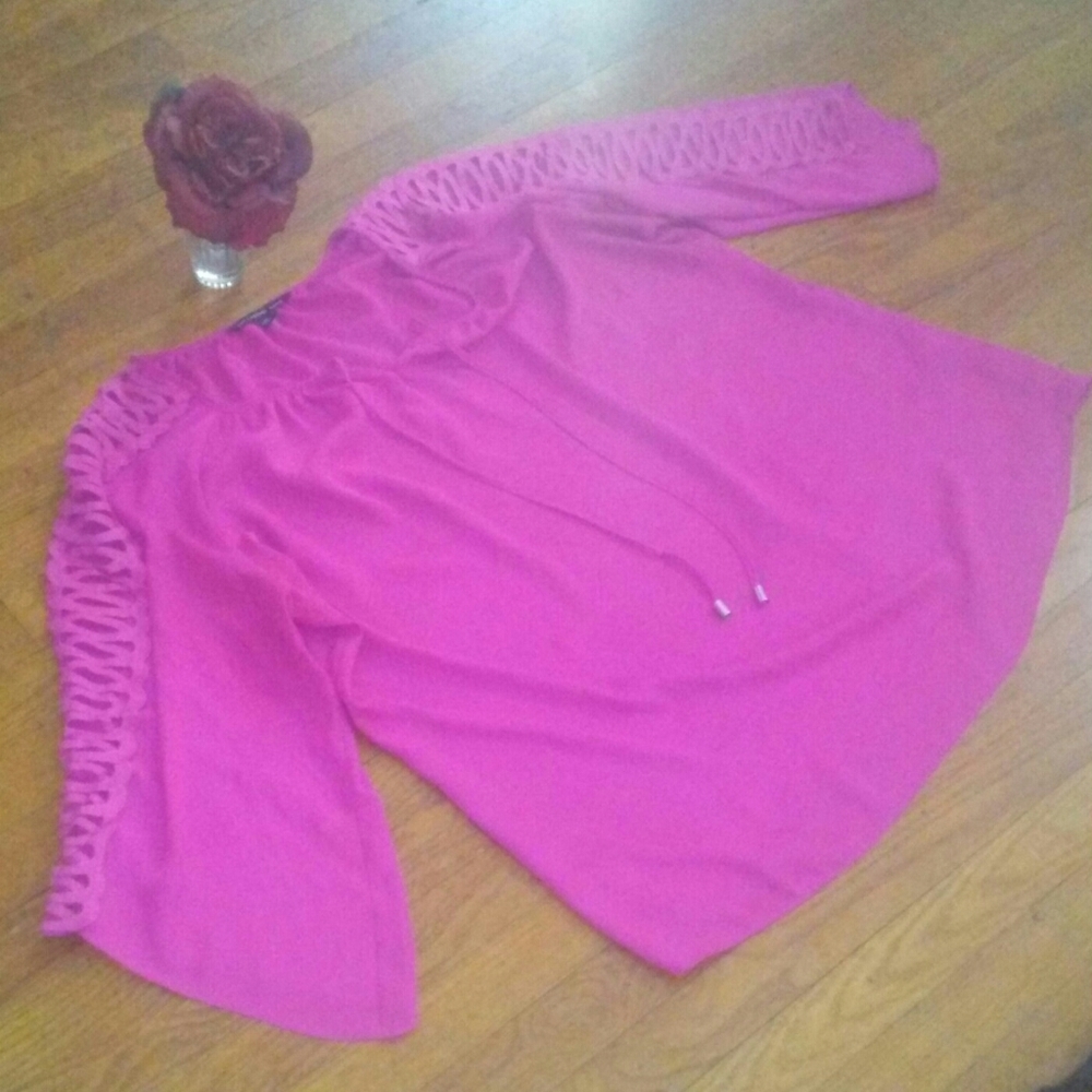 A Darling Hot Pink Blouse with Flirty Sleeves